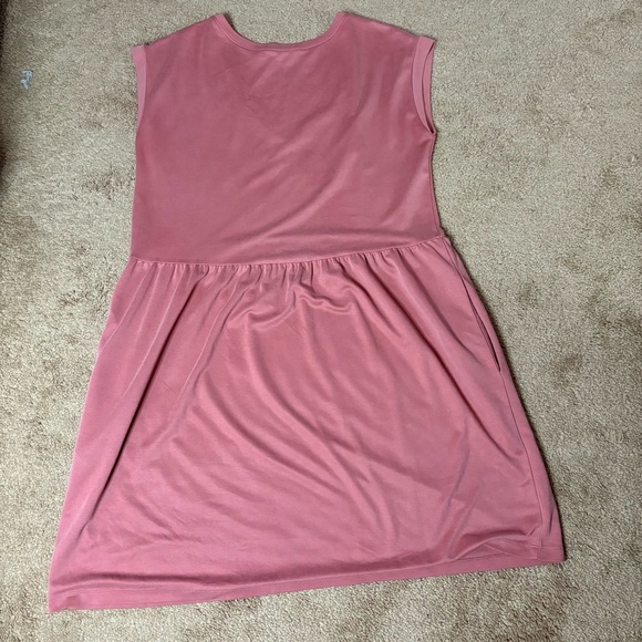LOFT Dress Womens Size Small Cinch Waist Sleeveless Coral Modal Mini Pockets - Picture 3 of 5